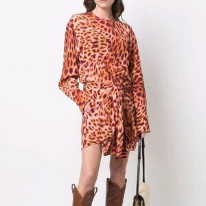 STELLA MCCARTNEY Cheetah Print Knotted Mini Silk Dress
